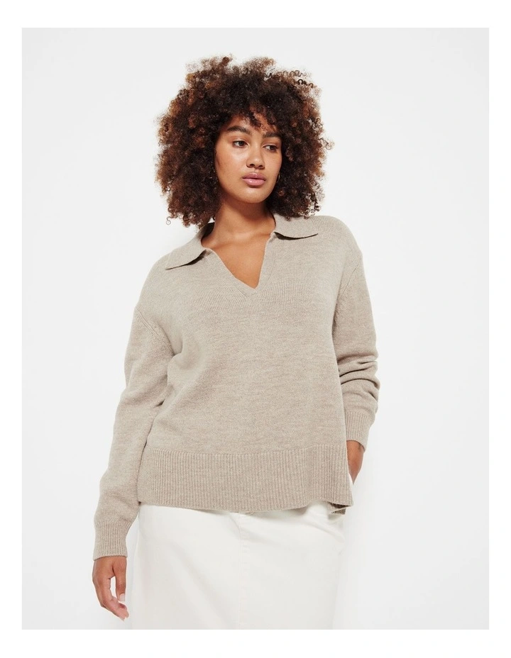 The Polo Pullover in Oat Marle
