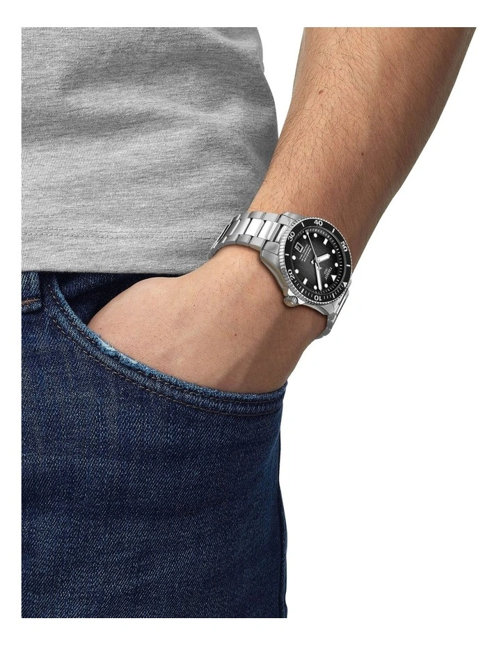 Seastar 1000 Powermatic Watch 80 40mm T1208071105100 in Black/Silver