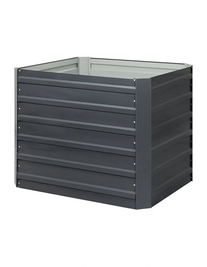 Square Coated Steel Garden Bed 100x100x77cm in Grey