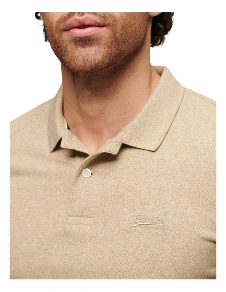 Classic Pique Polo Shirt in Tan Brown Fleck Marl