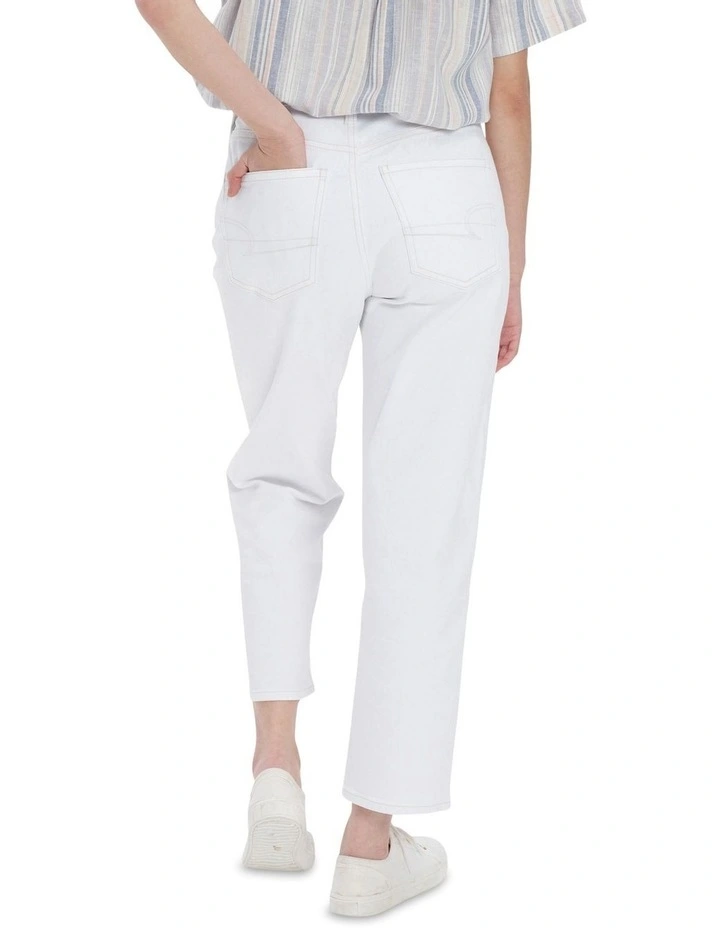 Stretch Highest Waist Cropped '90s Boyfriend Jean in White