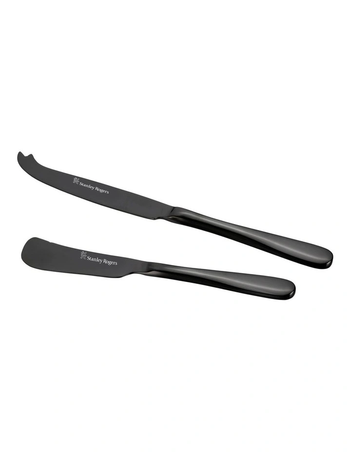 Albany Onyx Hard Cheese Knife & Spreader 2 Piece Set in Black