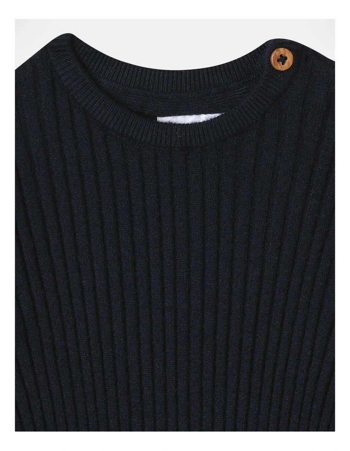 Essential Rib Knit Coverall in Navy