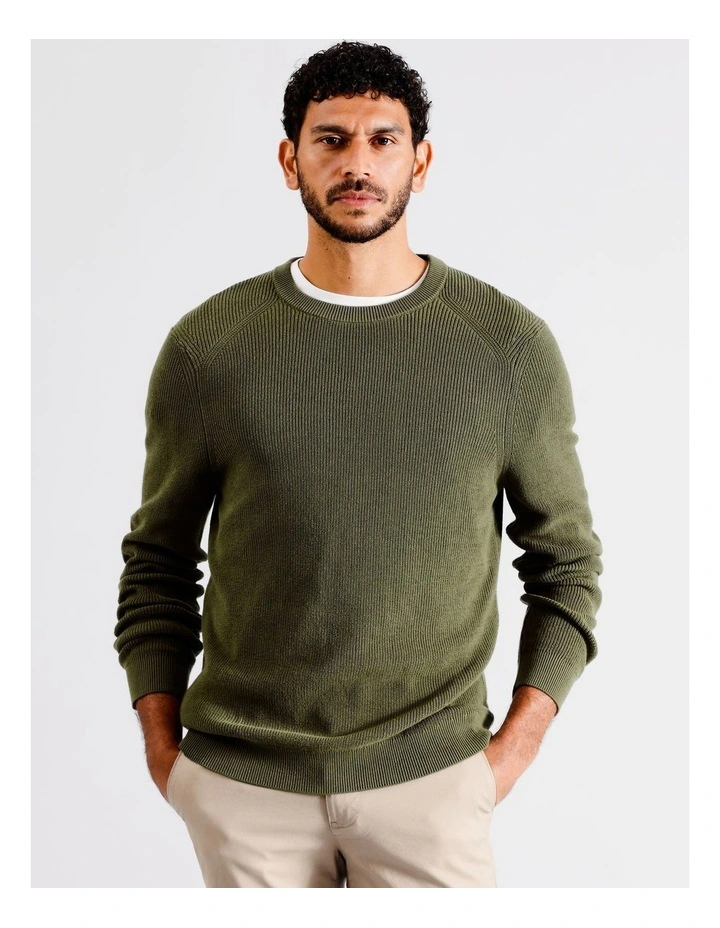 Darcy Textured Crew Knit in Khaki