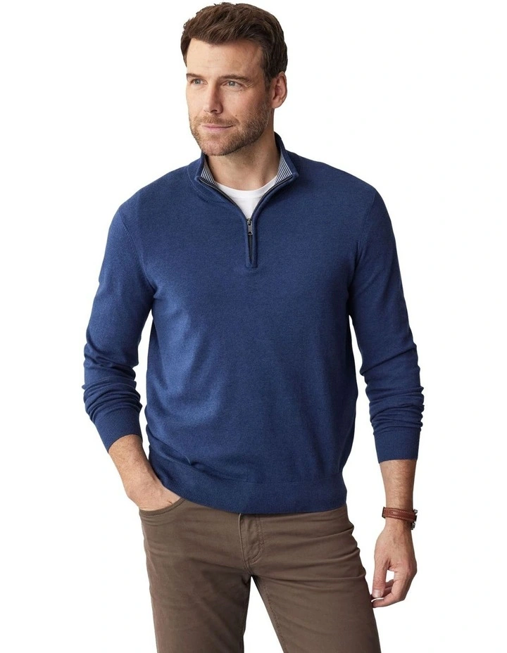 High Flex Half Zip Knit in Denim