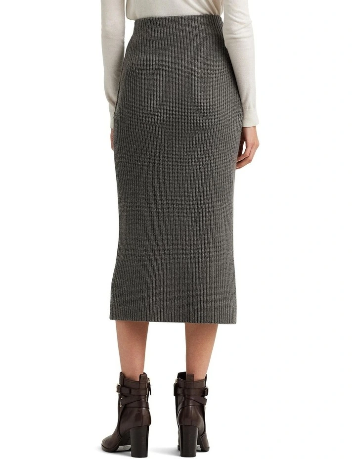 Cotton Knit Pencil Skirt in Grey