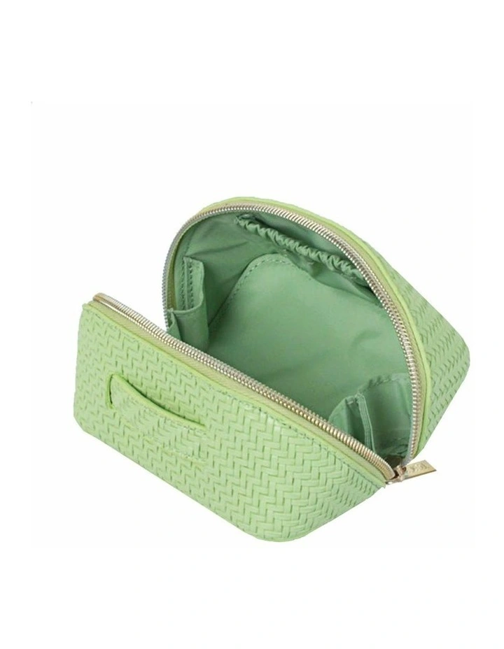 Herringbone Beauty Bag Small in Pistachio