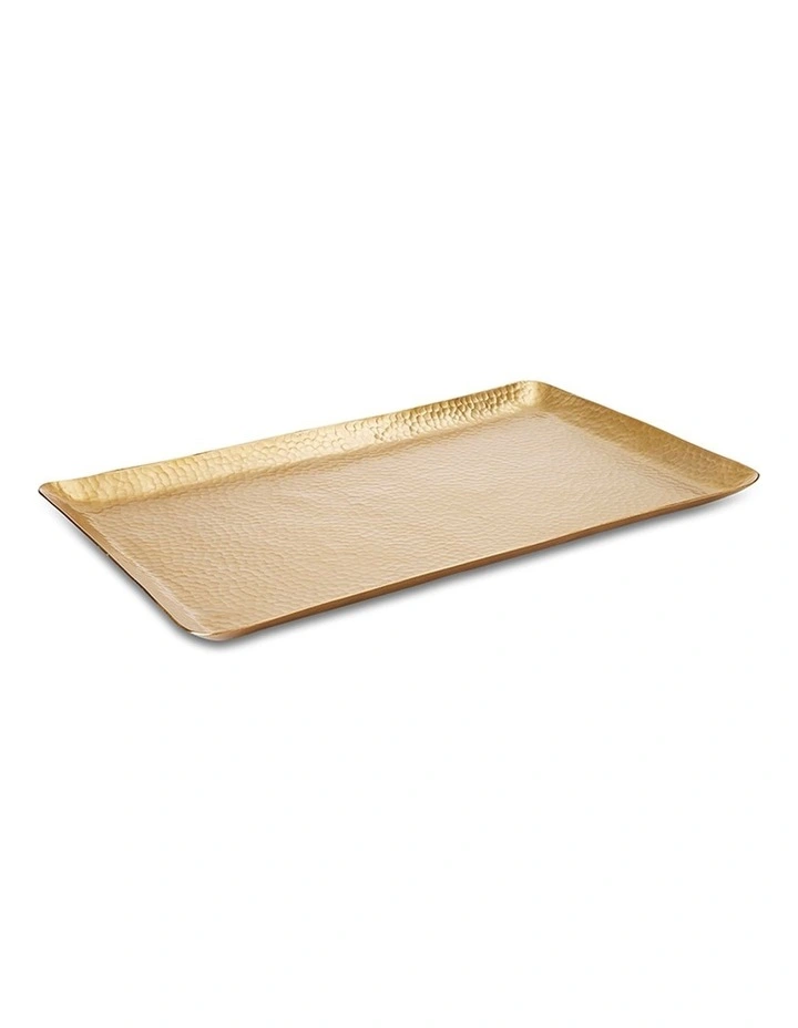 Alma Beaten Rectangular Tray 50x30.5x2.5cm in Gold