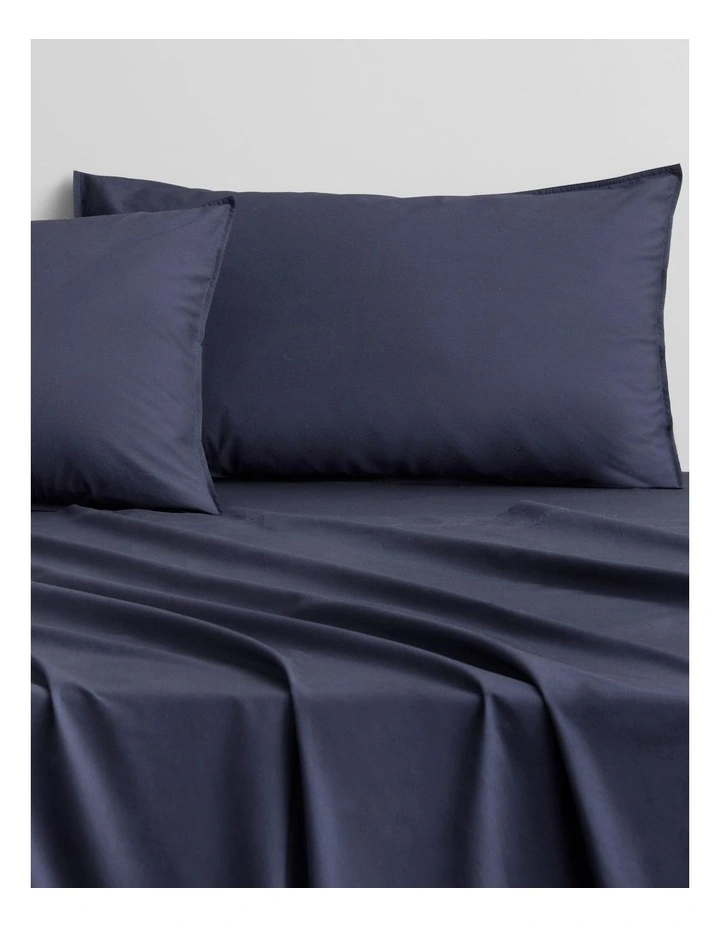 Bayley Washed Percale Pillowcase Pair in Deep Sea