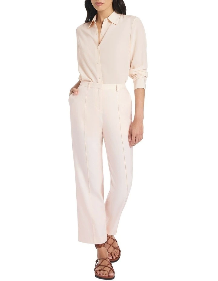 Saxon Cropped Linen Pant in Cream