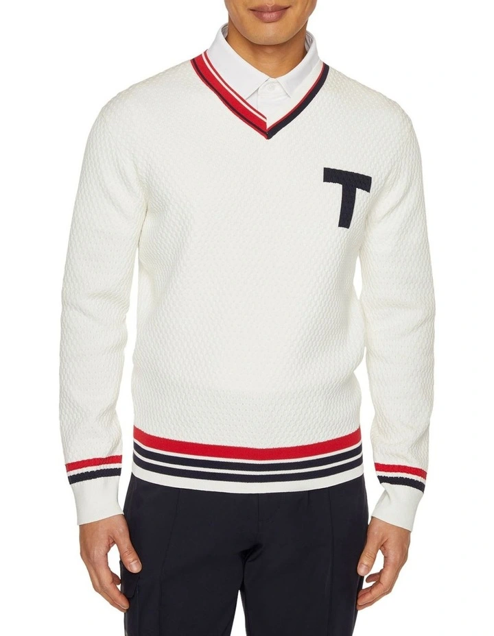 V-neck Sweater in White