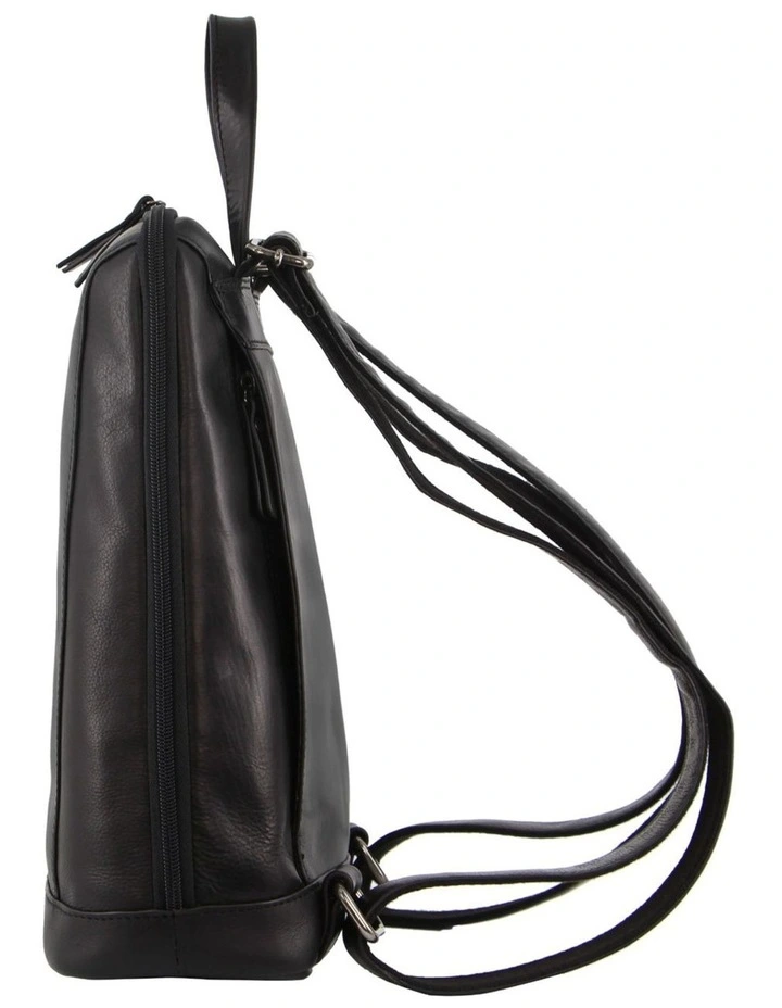 Nappa Leather Twin Zip Backpack in Black