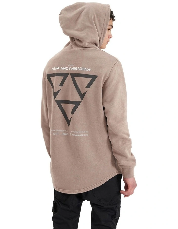 Void Hooded Dual Curved Sweater in Pigment Bark