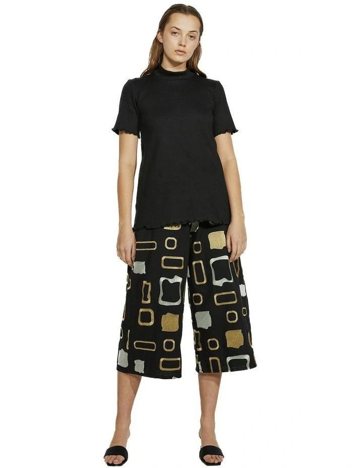Heavy Metal Wide Leg Pants in Black/Metallic