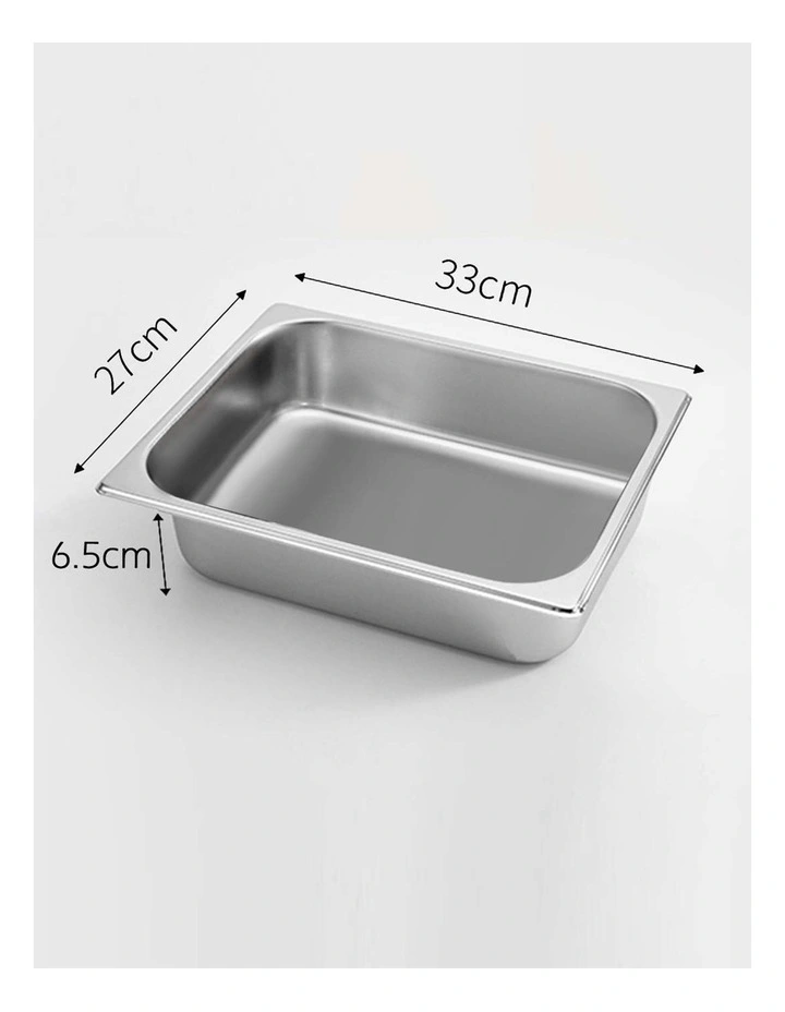 Gastronorm Stainless Steel Pans Tray 6.5cm Deep in Silver