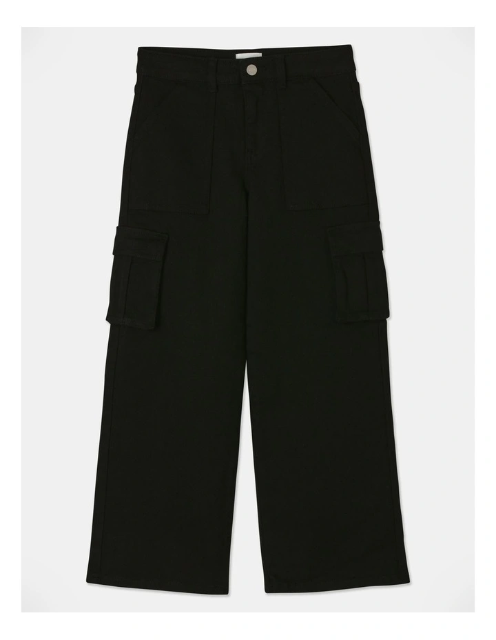 Mid Rise Cargo Jean in Black