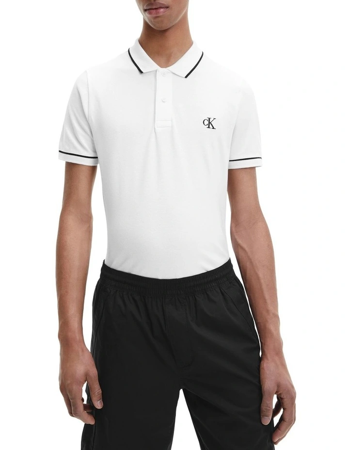 Tipping Slim Polo in Bright White