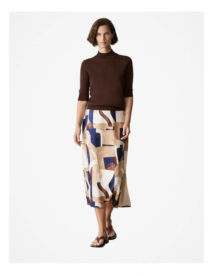 Merino Jersey Mock Neck Knit in Chocolate