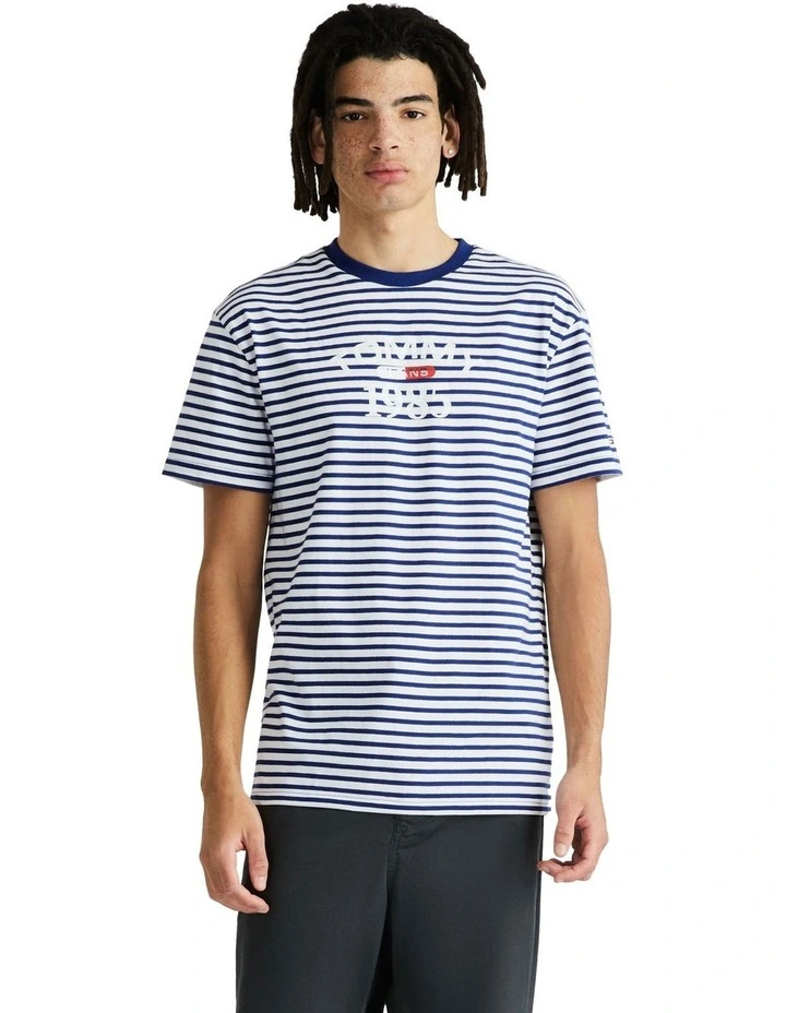Classic Graphic Stripe Tee in Blue