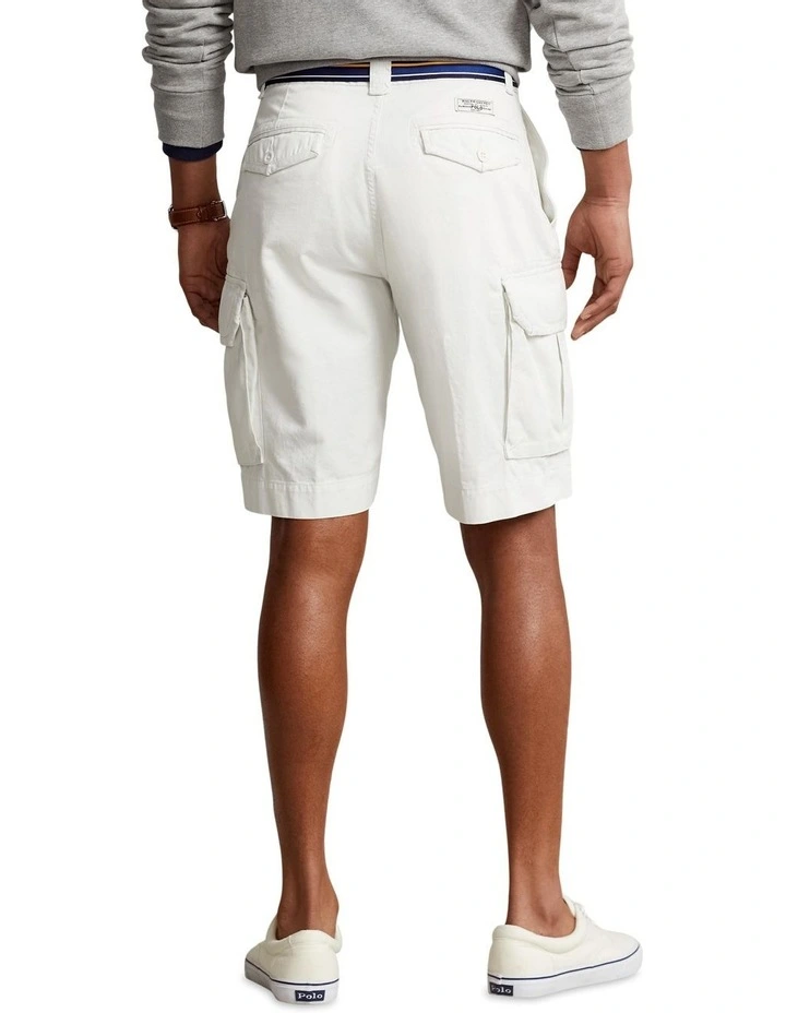Relaxed Fit Twill Cargo Short in White