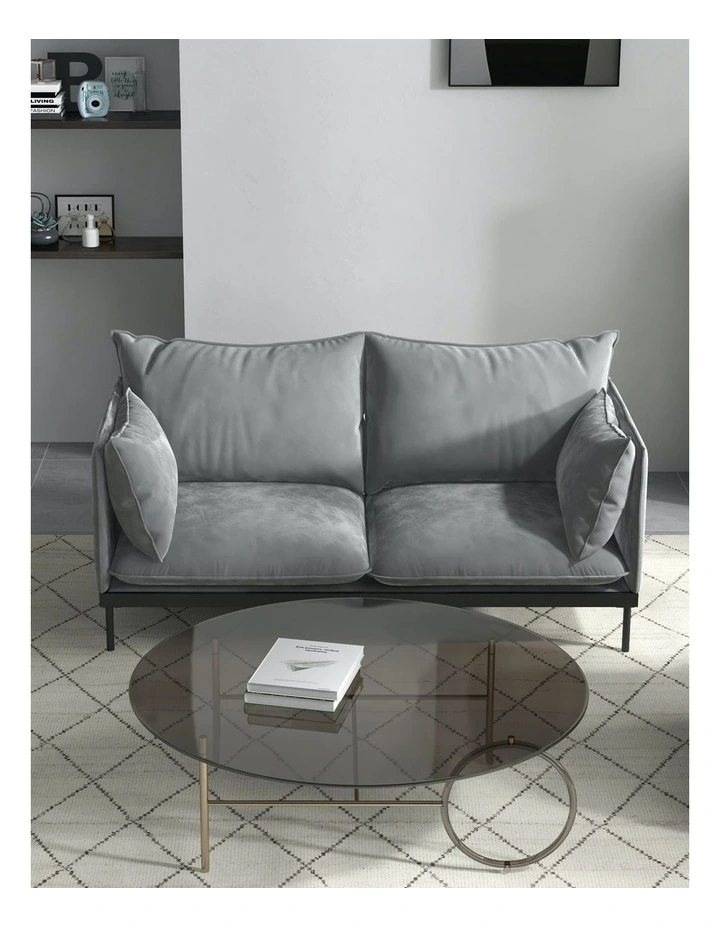 Camilla Luxury Upholstered Fabric 2 Seater Sofa in Light Grey