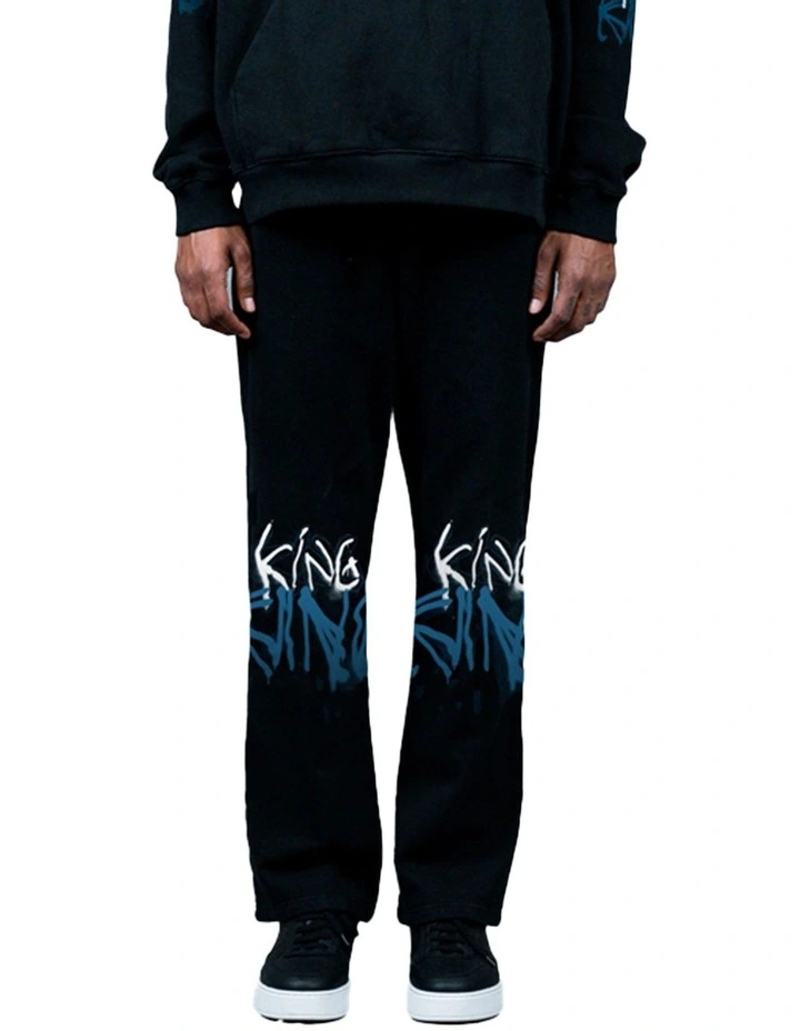 Displaced Open-Hem Sweatpants in Onyx Black