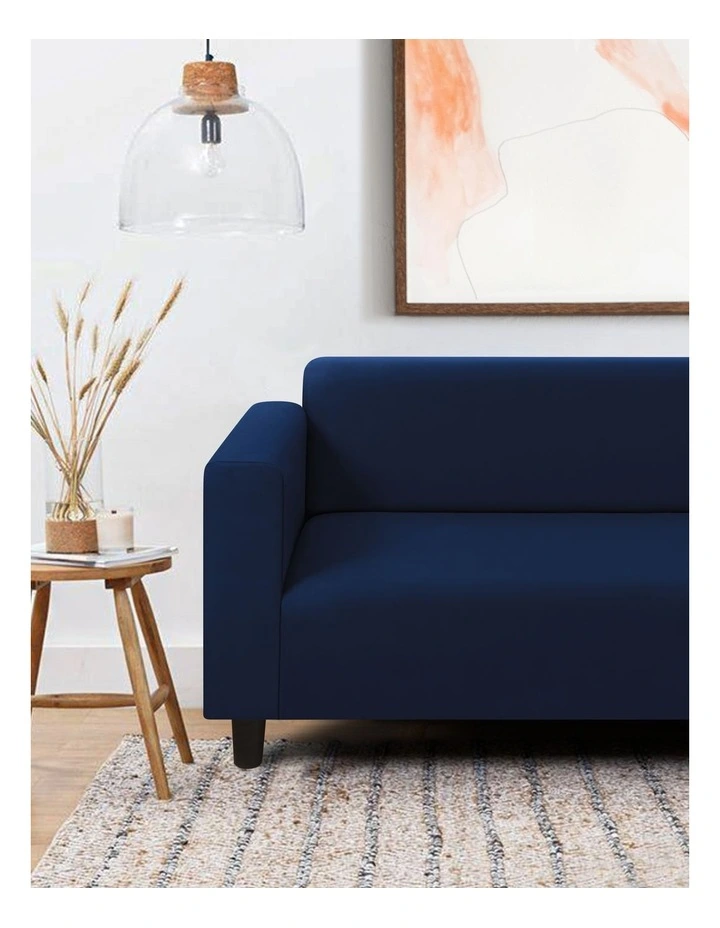 Premium Faux Suede Couch Sofa Cover 2 Seater in Royal Navy
