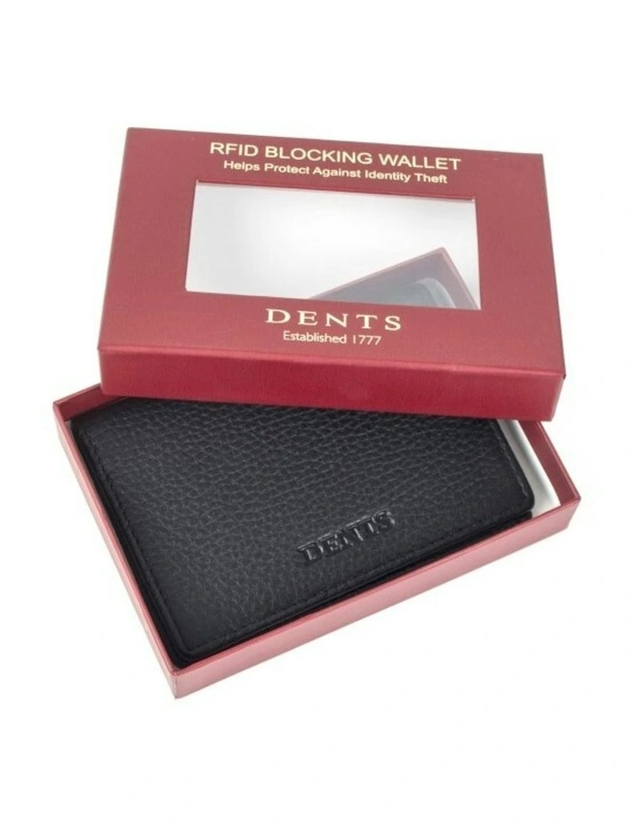 Beauley RFID-Blocking Pebble Grain Leather Credit Card Holder in Black