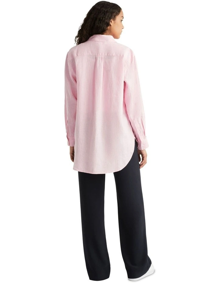 Linen Oversized Shirt in Pink
