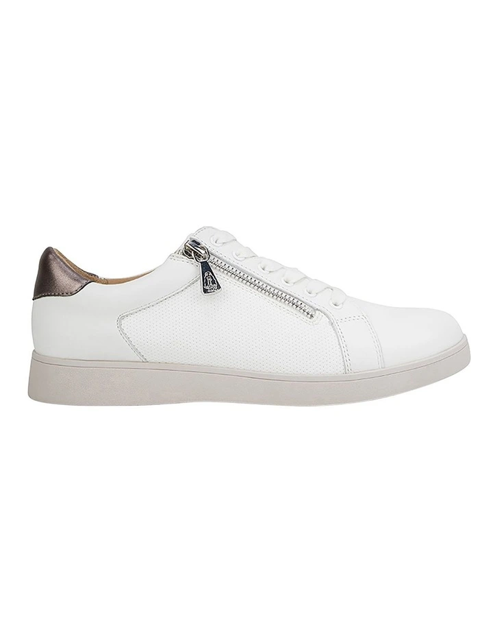 Mimosa White Zip Up Sneaker in White