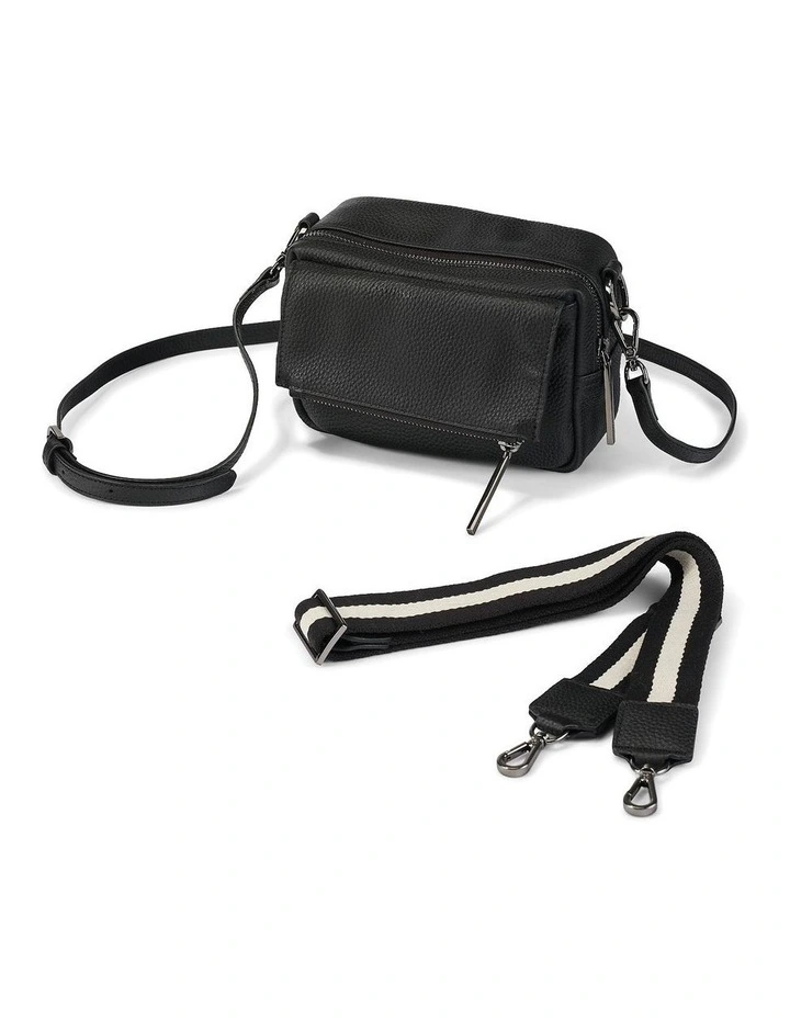 Playground Luxury Leather Cross-Body Bag in Jet Black