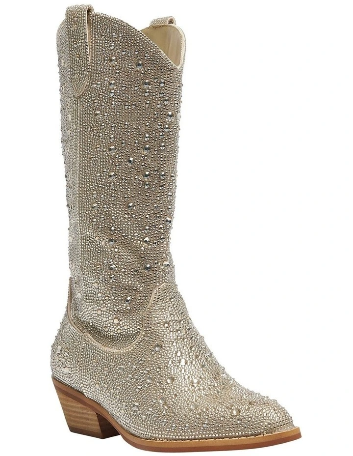 Parton Western Boots in Soft Gold Rhinestone