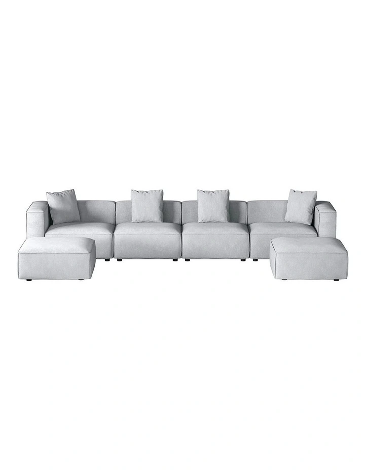 Modular Sofa Chaise Set 6-Seater in Grey