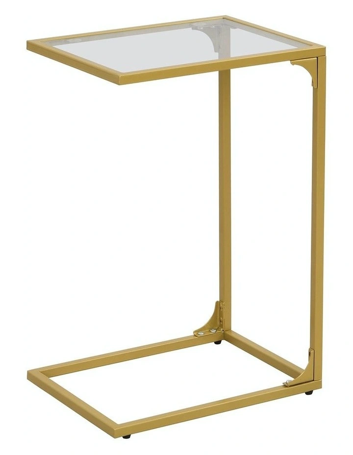 C-Shaped End Side Table Set of 2 in Gold