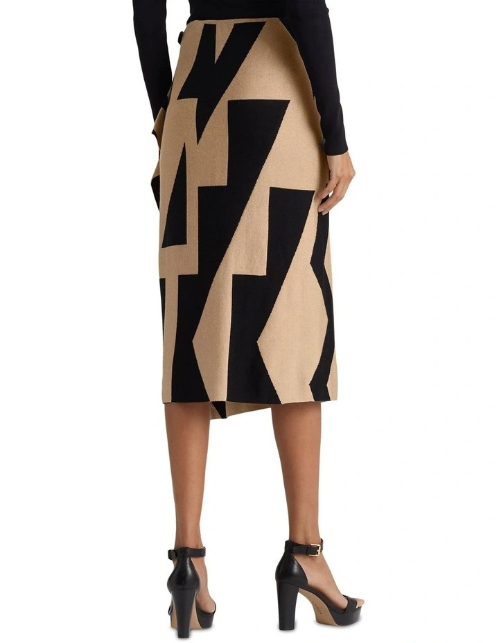Geo-Print Cotton-Blend Pencil Skirt in Black Multi