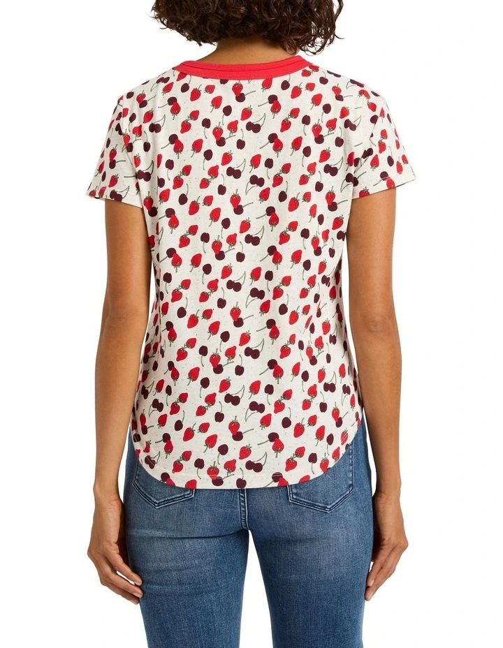 The Berry First Night Tee in White Multi
