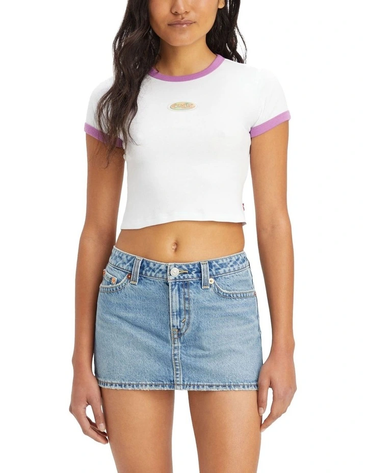 Graphic Ringer Mini T-shirt in Bright White/Iris Orchid