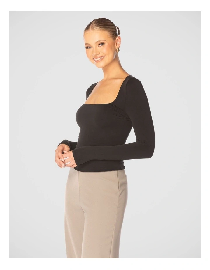 Carine Long Sleeve Top in Black