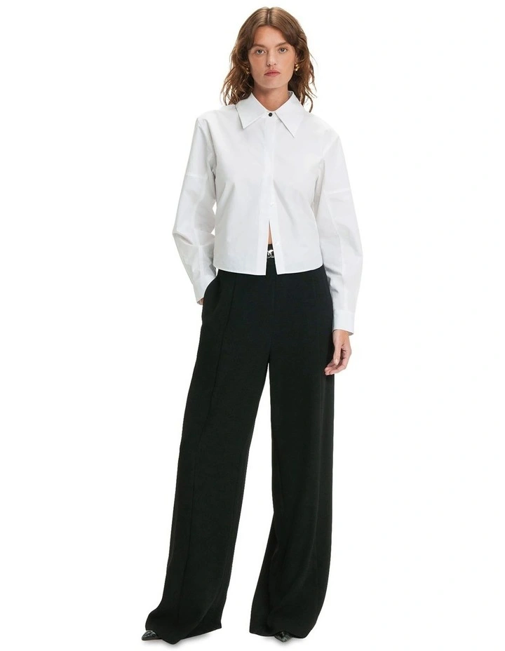 Cropped Point Collar Shirt in Off White