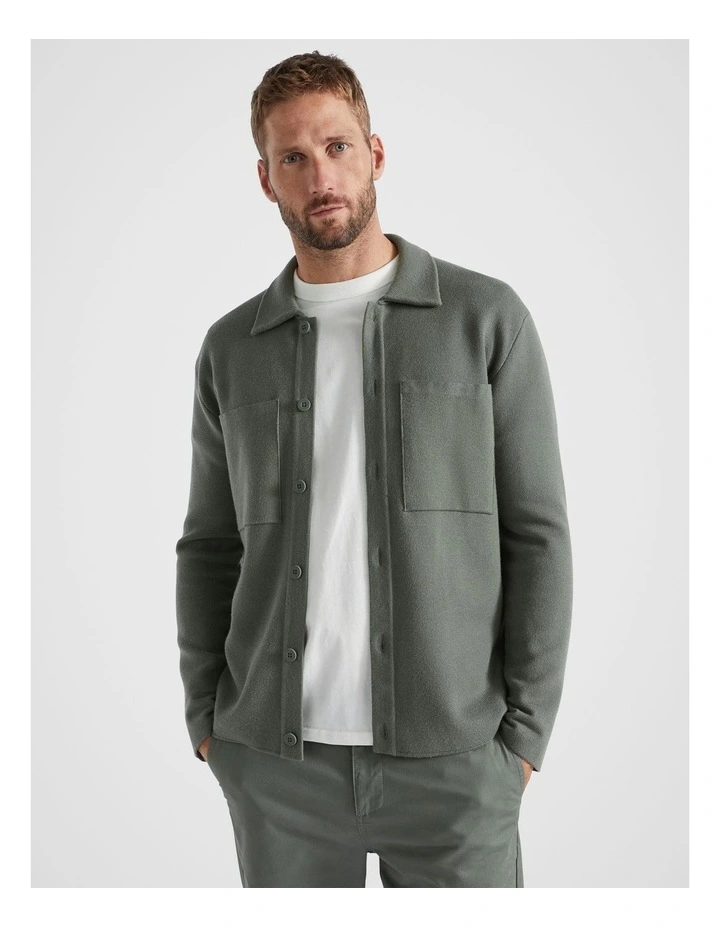 Knit Overshirt in Light Khaki