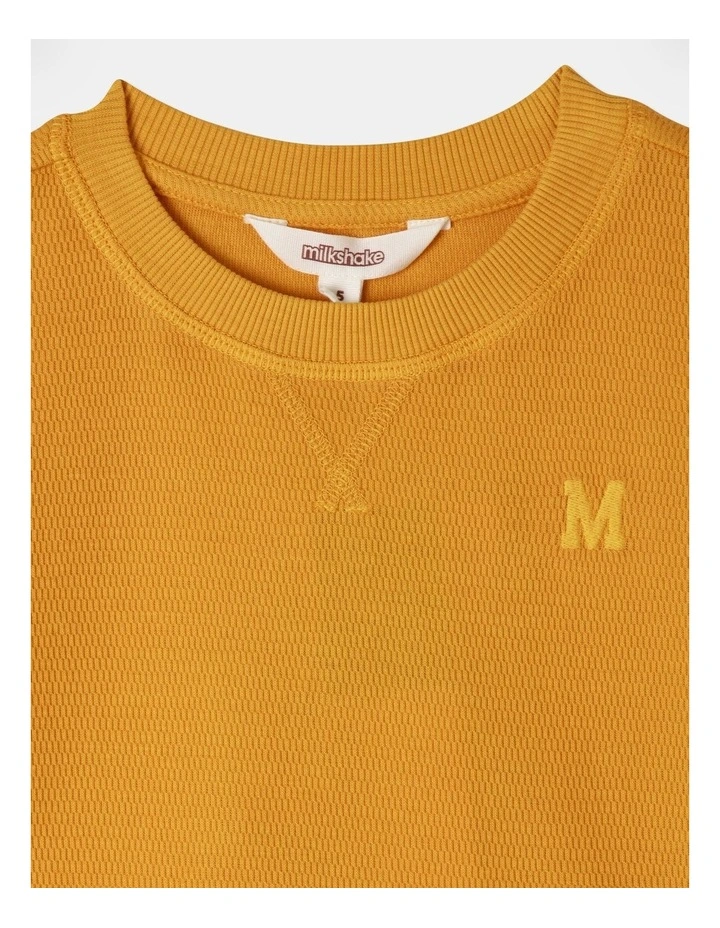 Long Sleeve Textured Tee in Mustard