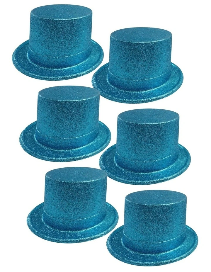 Glitter Top Hat 6-Pack in Sky Blue