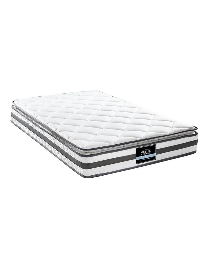 King Single Pillow Top Foam Mattress 21cm in White/Black
