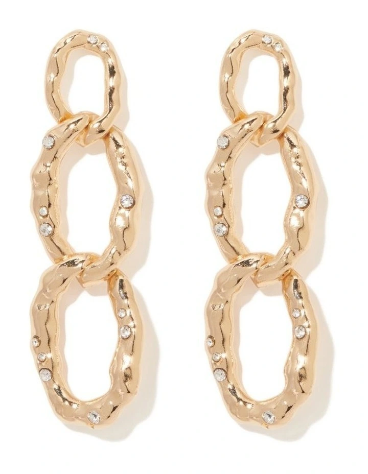 Signature Danika Crystal Textured Drop Earrings in Gold