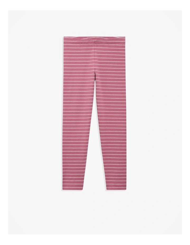 Organically Grown Cotton Blend Stripe Legging in Deep Rose