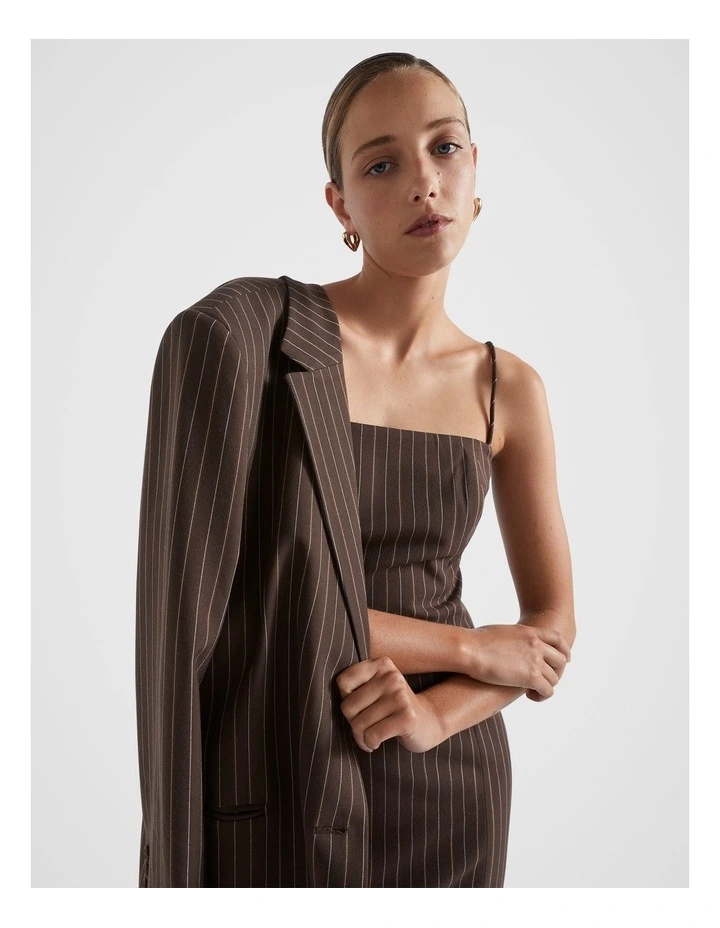 Tailored Midi Dress in Brown