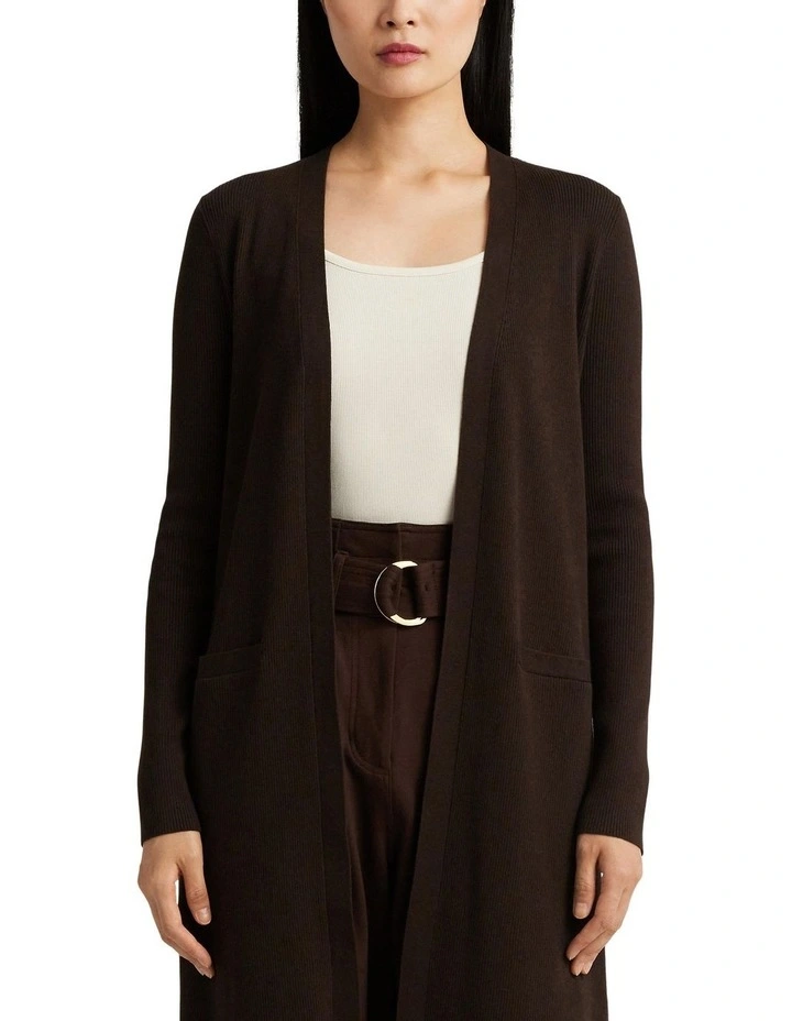 Cotton-Blend Cardigan in Brown