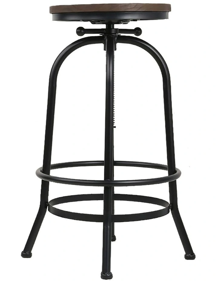 Retro Wooden x2 Bar Stools Bar Chairs in Black