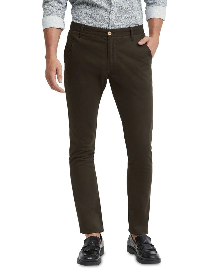 Stretch Skinny Fit Organic Cotton Chinos in Rich Olive