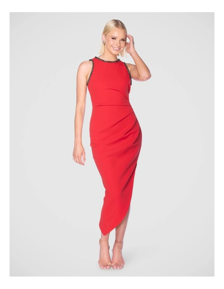 Divya Midi Dress in Red